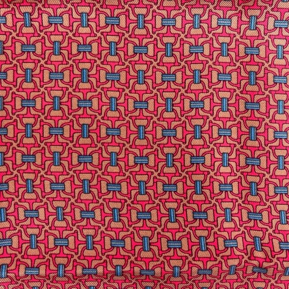Hermes - Excellent - Brown Red Interlocking Chain Pocket Square - Pinkish Brown - Picture 3 of 9